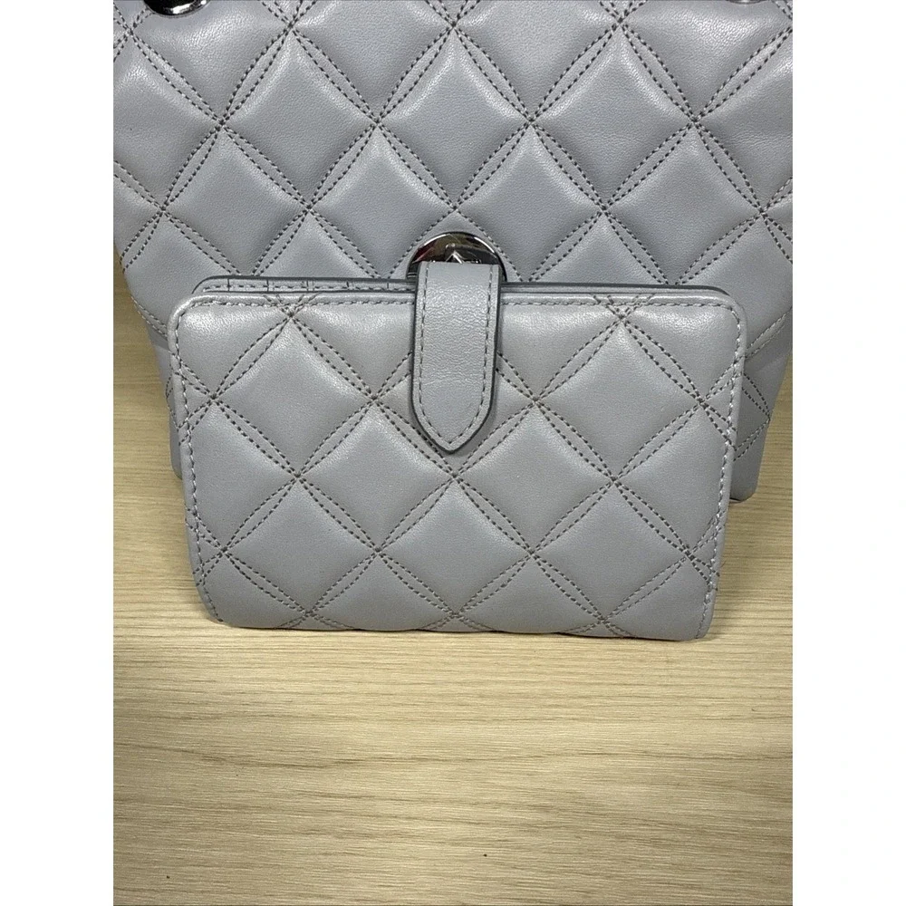 kate Spade Natalia Quilted Medium Chain Leather Shoulder Bag‎ And Wallet Brushed